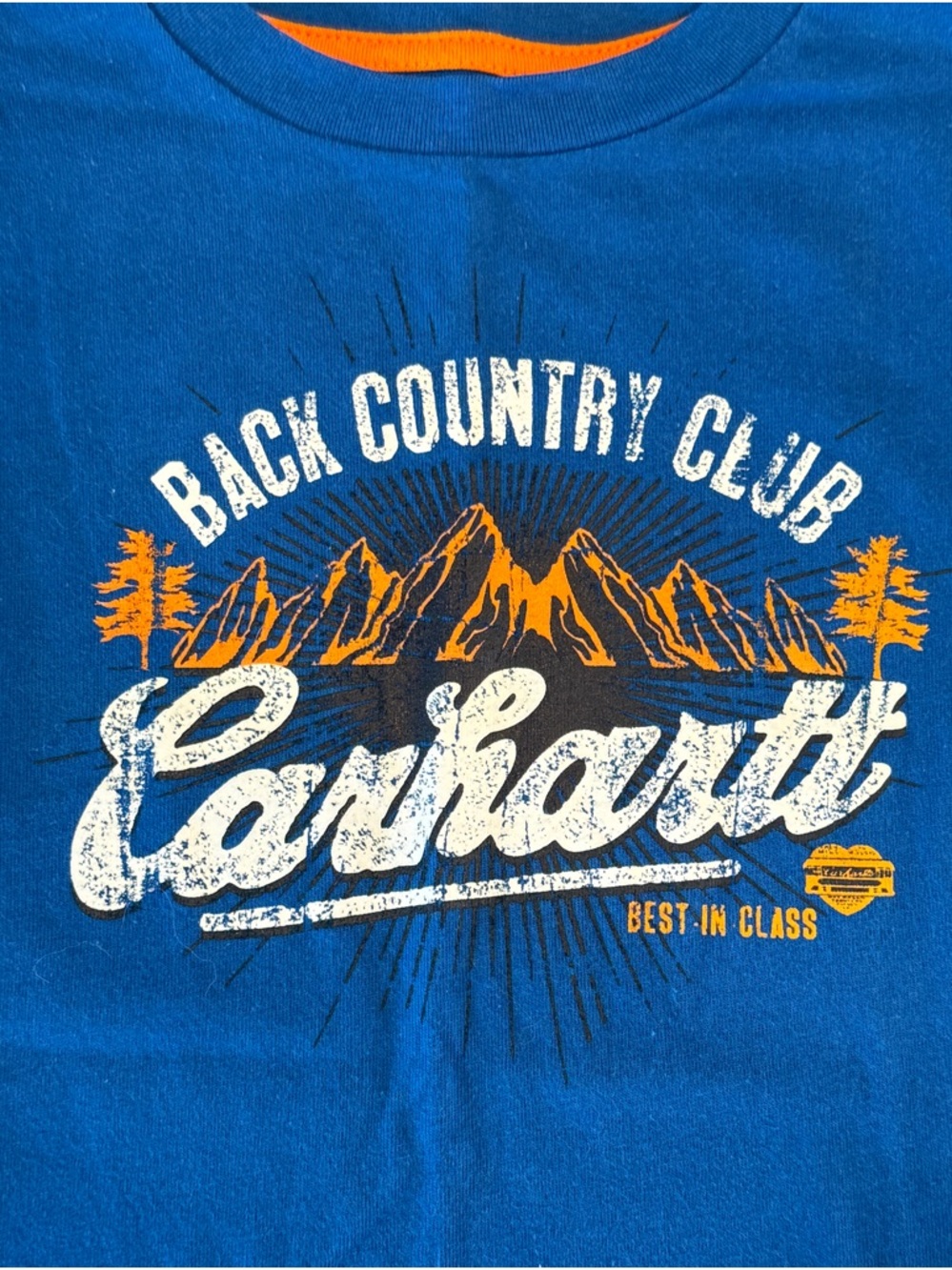 Carhartt Royal Blue Tee with Yellow Logo Tag